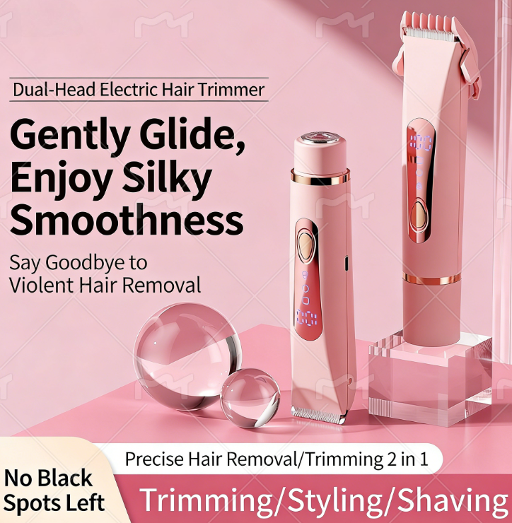 🔥 2-in-1 Painless Bikini Hair Trimmer ✨ Upgraded version: LCD display + long battery life + powerful and quiet operation + full body hair removal