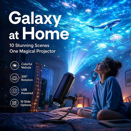 Plug-and-Play HD Galaxy & Ocean Projector Night Light🥳50,000+ Happy Users