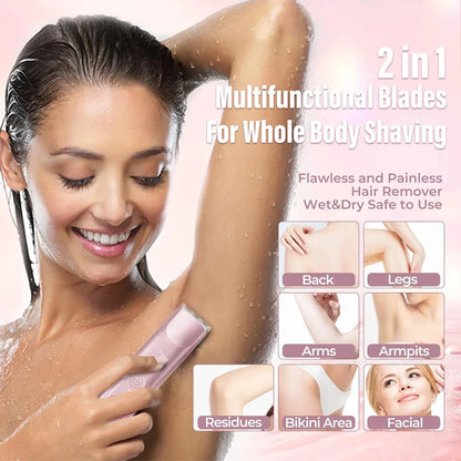 🔥 2-in-1 Painless Bikini Hair Trimmer ✨ Upgraded version: LCD display + long battery life + powerful and quiet operation + full body hair removal