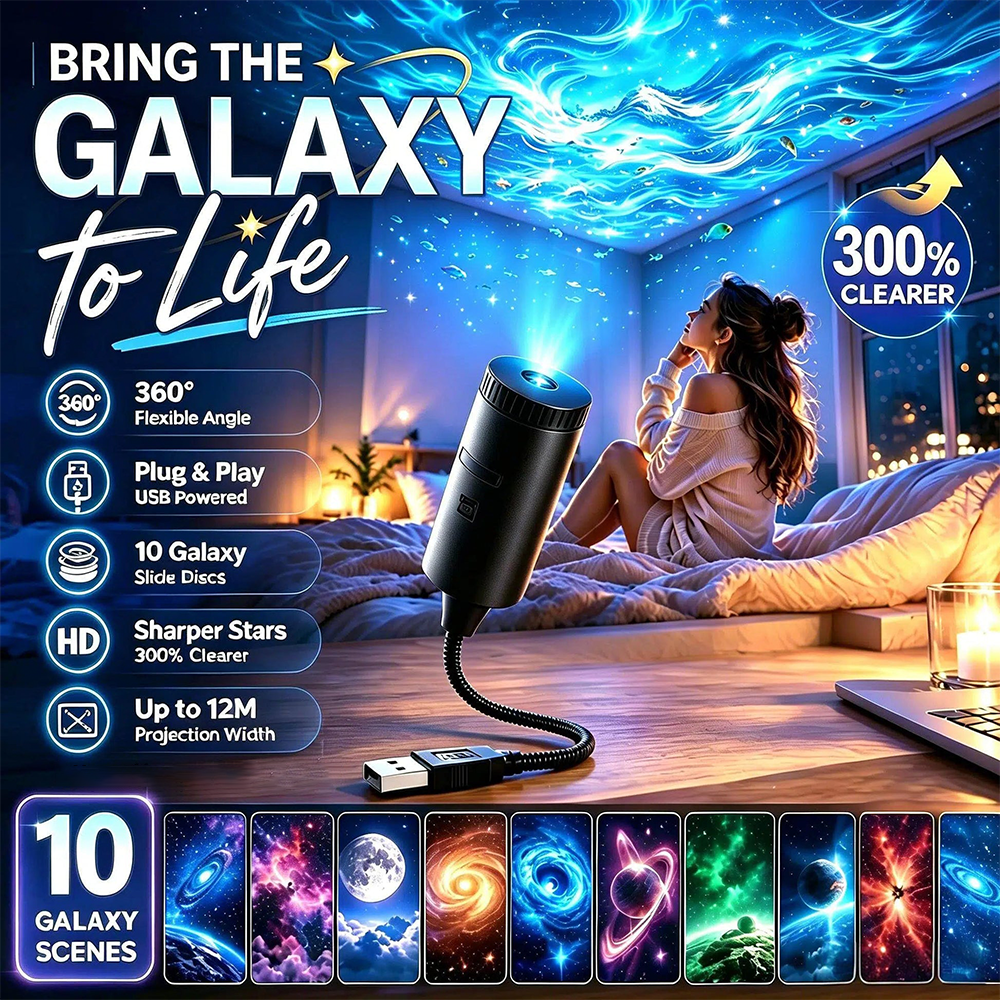 Plug-and-Play HD Galaxy & Ocean Projector Night Light🥳50,000+ Happy Users