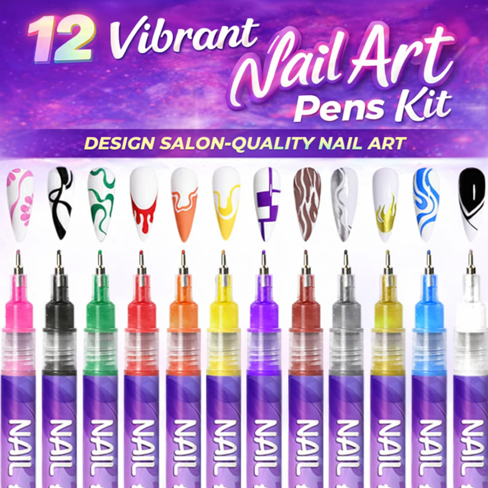 💅12 Colors Nail Art Pens Set💜for DIY Nail Art Quick Drying Acrylic Painting and 3D Dot Embroidery mma acrylic nail