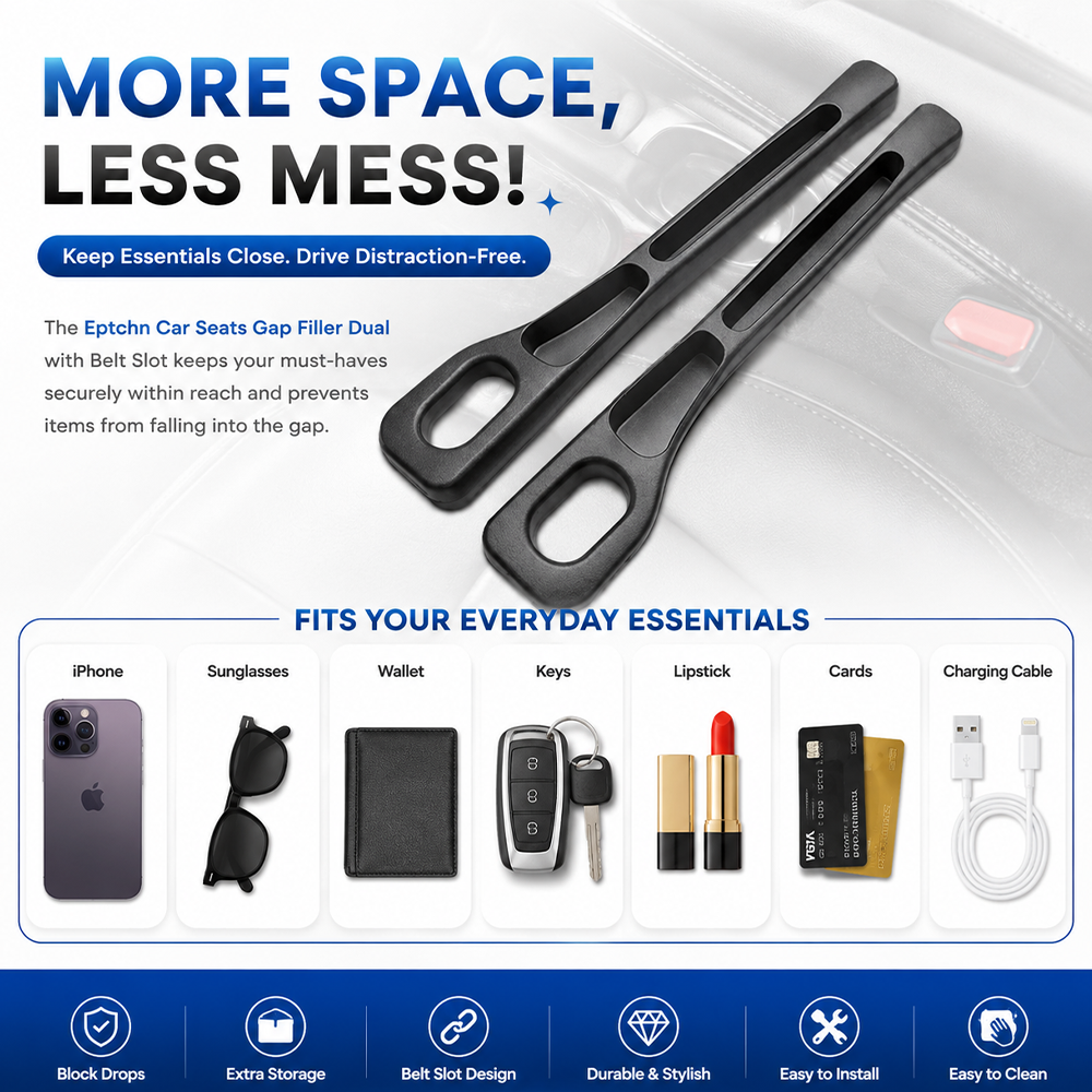 🚗Stop Losing Your Phone Between Car Seats💺🌟Universal Seat-Gap Filler • Double-Slot Organizer🌟