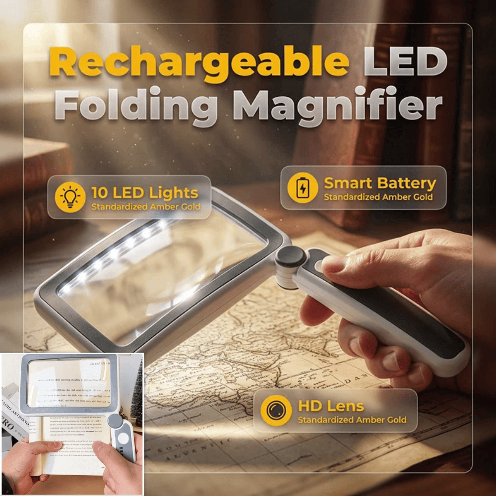 Folding Handheld Magnifying Glass with Light for Reading