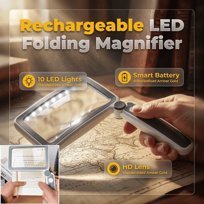 Folding Handheld Magnifying Glass with Light for Reading