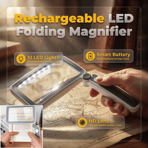 Folding Handheld Magnifying Glass with Light for Reading
