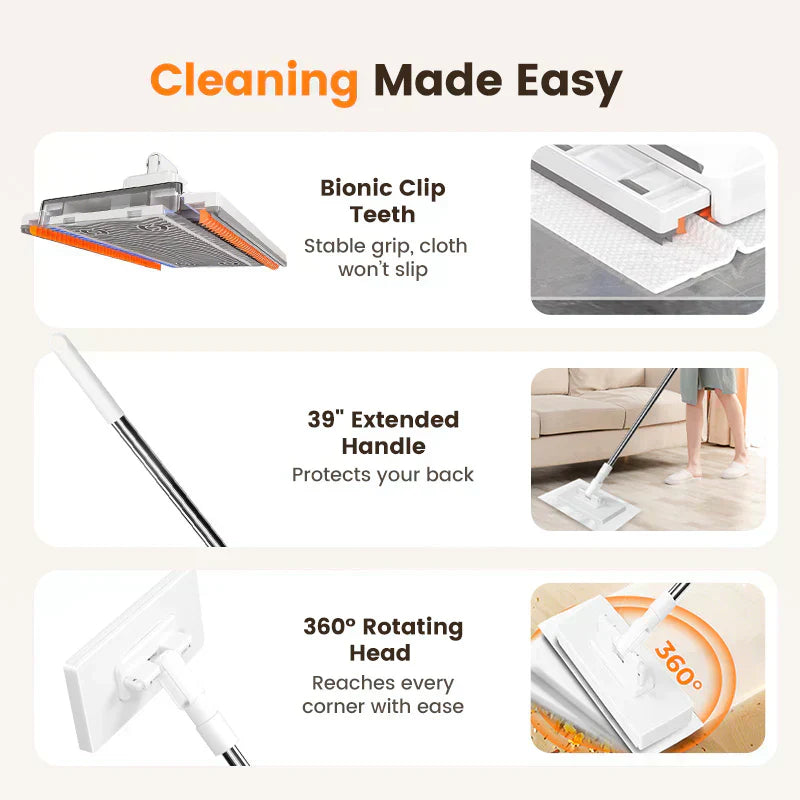 💥2026 Hot Sale🔥🧹Disposable Dust Mop with 5 Reusable Cloths