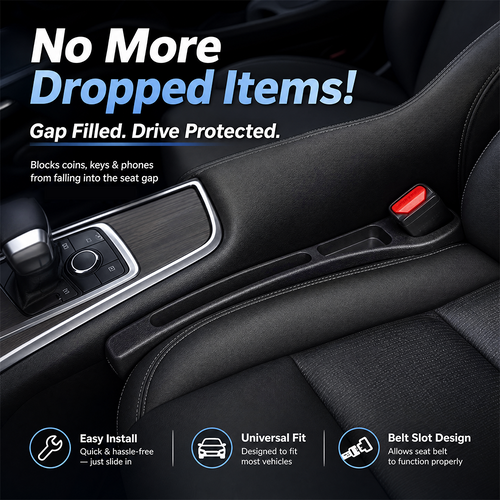🚗Stop Losing Your Phone Between Car Seats💺🌟Universal Seat-Gap Filler • Double-Slot Organizer🌟