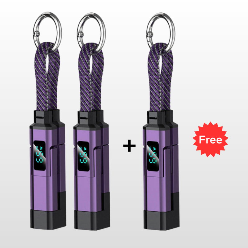 🔥HOT SALE 40% OFF🔥4-in-1 Digital Display Keychain Charging Cable