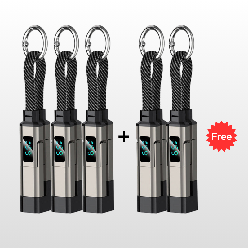 🔥HOT SALE 40% OFF🔥4-in-1 Digital Display Keychain Charging Cable