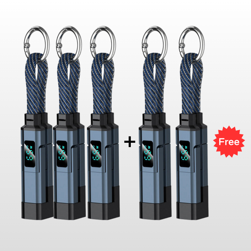 🔥HOT SALE 40% OFF🔥4-in-1 Digital Display Keychain Charging Cable
