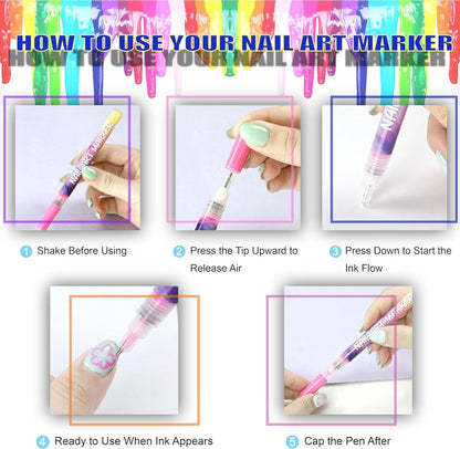 ⏳12 Colors Nail Art Pens Set💅for DIY Nail Art Quick Drying Acrylic Painting and 3D Dot Embroidery mma acrylic nail