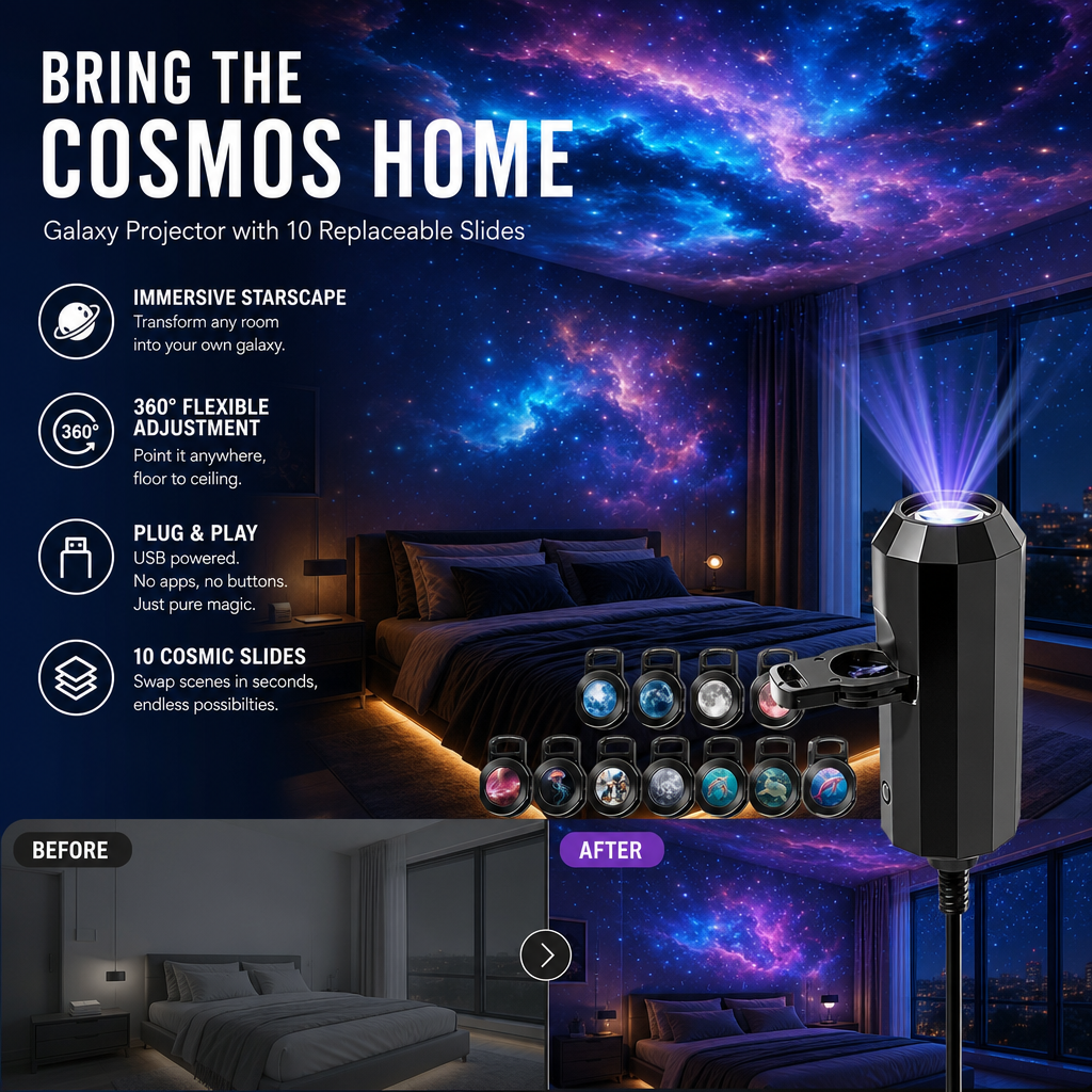 Plug-and-Play HD Galaxy & Ocean Projector Night Light🥳50,000+ Happy Users