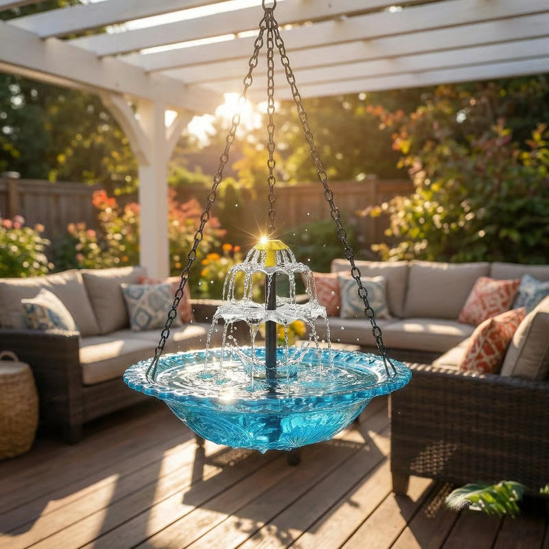 🔥🔥2026 Spring Sale 50% Off--🐦Solar Cascade Hanging Bird Bath Fountain