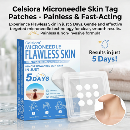 ⏳Celsiora® 2-in-1 Microneedle & Hydrocolloid Patch | Raised Moles,Acne,  Flat Warts & Skin Tags Remover | Improves Wrinkles, Scars & Blemishes | Invisible Star Pimple Patches for Face & Body