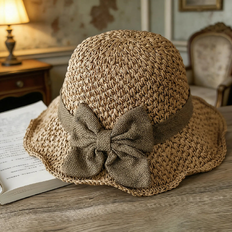 🧢 48% OFF NOW! 🌞 Elegant Woven Straw Sun Hat with Bow – Breathable, Foldable & Perfect for Beach & Travel 👒