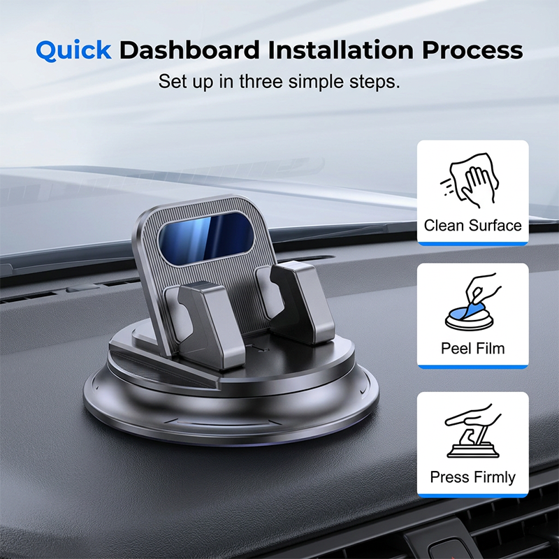 🚗Rotating Dashboard Car Phone Holder – 360° Adjustable & Anti-Slip – Hands-Free Phone Mount 🛡️