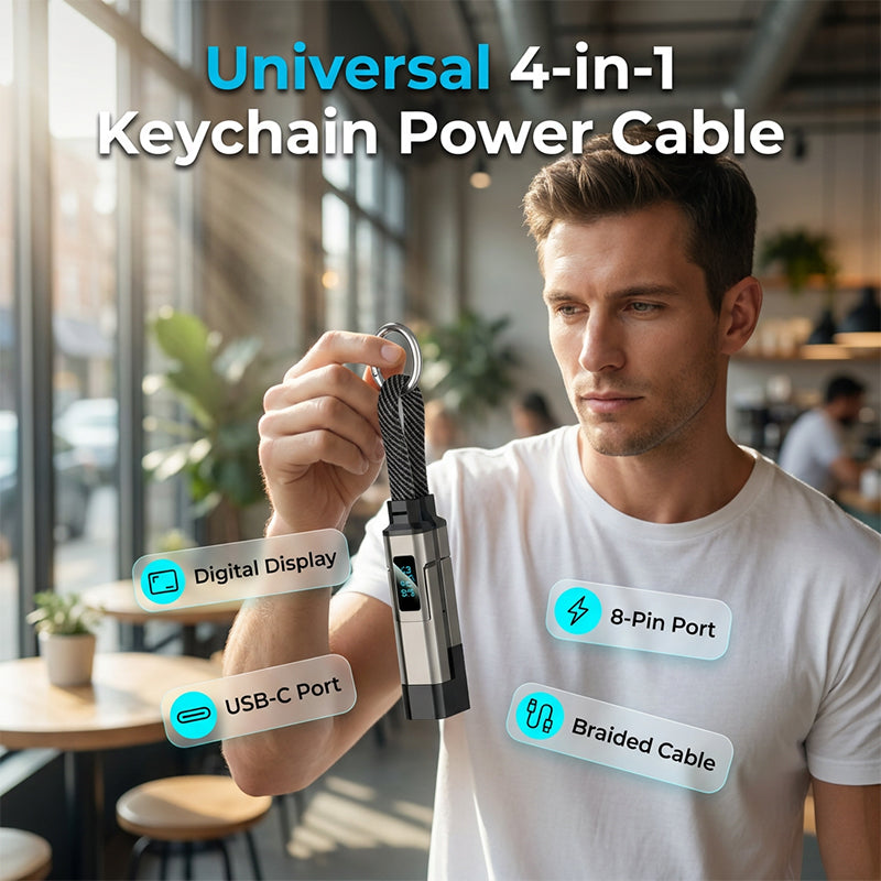 🔥HOT SALE 40% OFF🔥4-in-1 Digital Display Keychain Charging Cable